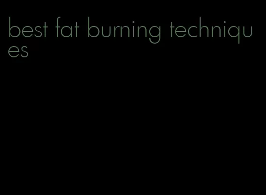best fat burning techniques