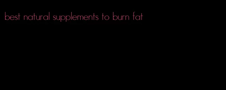 best natural supplements to burn fat