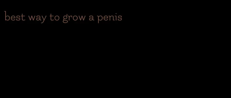 best way to grow a penis