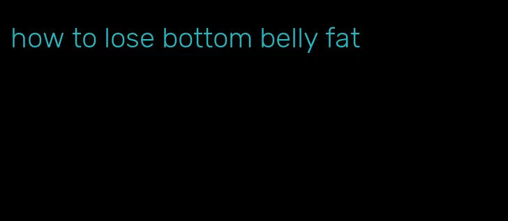 how to lose bottom belly fat