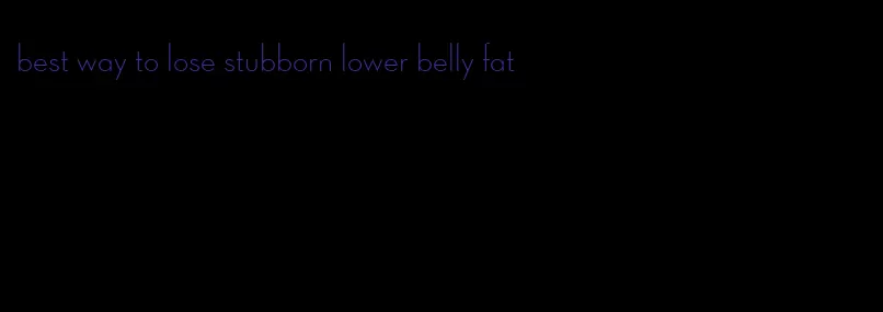 best way to lose stubborn lower belly fat